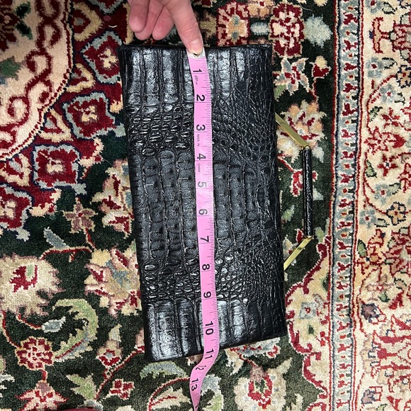 Vintage 30s Horch Meister Klasse Faux Croc Gold Hardware Made in Germany Clutch - Picture 8 of 9